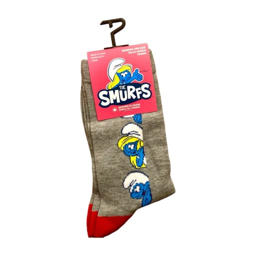 The Smurfs Novelty Crew Socks Grey NWT